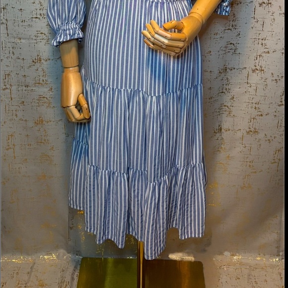 Monteau Blue Striped Women's Dress - Picture 2 of 7